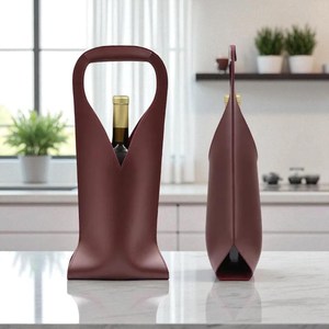 Porte-vin en cuir PU tendance avec poignée supérieure Chine - Product Image 1