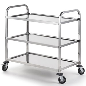 Chariot de service à 3 niveaux en acier inoxydable avec roulettes |   Chariot de cuisine en gros - Product Image 5