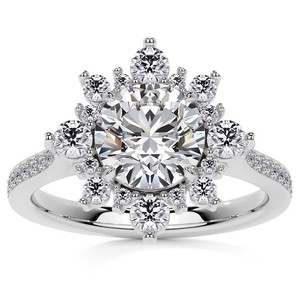 Round Cut Moissanite Rhodium Plated Sterling <b>Silver</b> Luxury Certified <b>Solitaire</b> Engagement Wedding Promise <b>Ring</b> for Women Party - Product Image 1