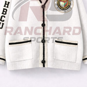 Cardigan universitaire personnalisé HBCU |   Pull sans manches en tricot boutonné sur le devant |   Vêtements de rue 100% coton écologiques - Product Image 3