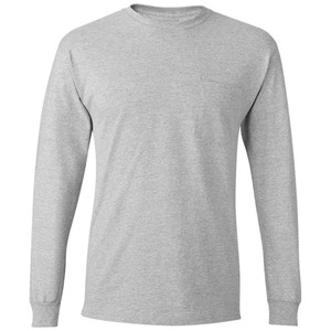 T-shirt personnalisé à manches longues pour homme avec poche, en coton premium, col rond, décontracté, pour le travail, OEM ODM, vente en gros de vêtements - Product Image 5