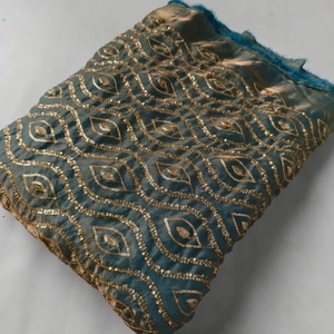 Tela de Seda Espacial con Lentejuelas Leriya y Bordado de Hilo Zari en Zigzag, Elegante y de Alta Gama, para Vestidos de Novia, Suministro Mundial - Product Image 1