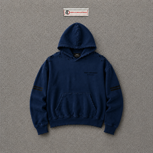เสื้อผ้าผู้ชายคุณภาพสูงทรงโอเวอร์ไซส์ สีกรมท่า ผ้าฝ้ายเฟรนช์เทอร์รี่ มีกระเป๋าหน้า ปักโลโก้ สวมใส่สบายในฤดูหนาว - Product Image 5