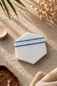 Sous-verre rond moderne en céramique avec bord doré, résistant à la chaleur, pour la décoration de la maison, de la table basse, style unique et attrayant - Product Image 2