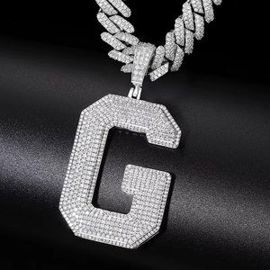 Colgante de letras con nombre personalizado, estilo simple, con diamantes de moissanita de alta calidad, para hombre, en plata 925, joyería hip hop, regalo. - Product Image 2