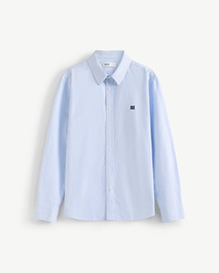 Men's Autumn Casual Long-Sleeve Striped Shirt Turn-<b>down</b> Collar Single Button Regular Fit Breathable Knitted 100% Cotton - Product Image 1