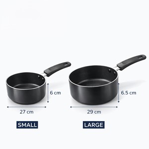 Modern Nonstick <b>Cookware</b> <b>Set</b> of 2 Saucepan & Cooking Pan | Aluminum Dishwasher Safe | Black - Product Image 3