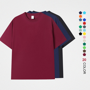 เสื้อผ้าขายส่งคุณภาพสูงสำหรับฤดูร้อน ผ้าฝ้าย 100% 240 กรัม ผสมผสาน ปักลายด้านหน้าตามสั่ง ผ้ากันยับ ระบายอากาศได้ดี ไซส์พลัส ขนาดใหญ่พิเศษ สีพื้น - Product Image 1