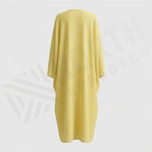 Abayas de Color Sólido, Vestido Largo Islámico para Mujer, Estilo Simple, Algodón y Chifón, Venta al Por Mayor, Talla Grande, Ropa Modesta - Product Image 2