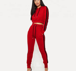 Women <b>Tracksuit</b> Set <b>White</b> Animal Print Side Stripes Casual Athletic Wear Full Sleeve Drawstring Pants Two Piece Outfit - Product Image 1