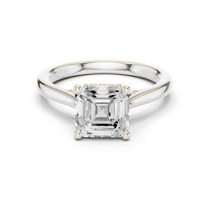 แหวนแบบคลาสสิกทรงวงแหวนซ่อนประดับเพชรทรง Asscher คุณภาพเยี่ยมจากเพชรเพาะเลี้ยงในห้องปฏิบัติการ ทำจากทองคำขาวแท้ 14k สำหรับผู้หญิง เหมาะสำหรับแหวนหมั้นและแหวนแต่งงาน - Product Image 1