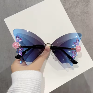Lunettes de soleil de luxe tendance 2024, forme papillon, sans monture, UV400, pour femmes, confortables pour une utilisation en extérieur - Product Image 4