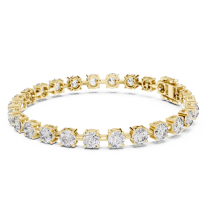 UNIQUE LAB GROWN CUT DIAMOND RHODIUM PLATED LUXURY 18KT YELLOW <b>GOLD</b> Tennis Bracelet <b>Set</b> DAILY OFFICE WEAR WEDDING ENGAGEMENT - Product Image 1