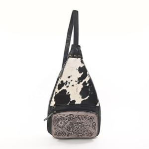 Mochila de cuero de vaca estilo vaquero occidental para mujer, bolso de pecho - Product Image 1