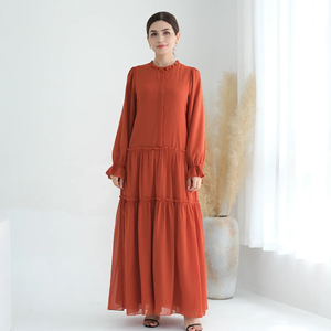 Vestido Largo Abaya de Poliéster para Mujer, Talla Grande, Color Sólido, con Forro de Chifón en Capas, Personalizado y de Alta Calidad - Product Image 5