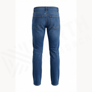 Jean en denim coupe droite délavé moyen pour homme, coupe slim, en coton, style décontracté, pantalon d'automne - Product Image 2