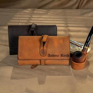 Estuche de Viaje para Pipas de Tabaco de Cuero Genuino Personalizado, Estilo Vintage Crazy Horse, PRB-0027 - Product Image 4