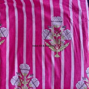 Tela de Algodón Cambray Estampada a Bloques 60x60, Tela de Algodón con Estampado Tradicional Jaipuri - Product Image 3