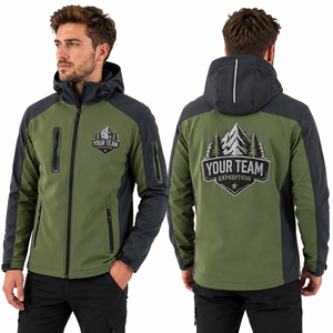 Chaqueta Térmica Softshell Personalizada con Logotipo Bordado en la Parte Delantera y Trasera, Resistente al Agua, con Capucha, para Hombres, Mujeres, Equipos y Clubes - Product Image 3