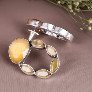 Pendientes Colgantes Boho Étnicos de Ónix y Latón para Fiesta, Joyería Chapada en Plata Antigua para Mujer - Product Image 2