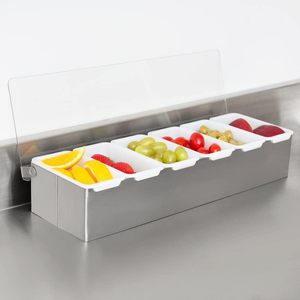Los Mejores Utensilios de Cocina al por Mayor de Calidad, Dispensador de Condimentos de Acero Inoxidable con 4 Compartimentos de Plástico, Dispensador de Aderezos, Libre de BPA - Product Image 1