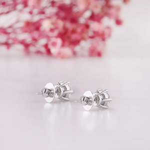 Classic Round Cut Moissanite Diamond Stud <b>Earrings</b> 925 Silver Claw Setting Women's Wedding Jewelry - Product Image 2