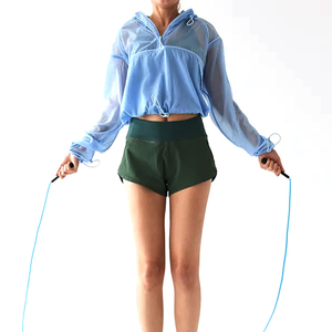 Shorts de course taille basse pour femme, respirants, coupe ajustée, style Y2K, rayés, en velours, taille élastique, pour entraînement sportif - Product Image 2