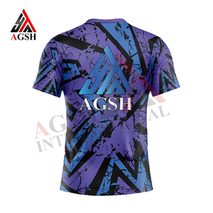 เสื้อยืดแขนสั้นพิมพ์ลายซับลิเมชั่นสำหรับผู้ชาย AGSH ลายเรขาคณิต แห้งเร็ว ทรงเข้ารูป สปอร์ต คอกลม โพลีเอสเตอร์ - Product Image 3