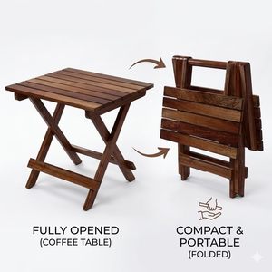 Foldable Eco-Friendly Disposable Wooden Coffee <b>Table</b> Mango Wood Portable Side <b>Table</b> Modern Style for Living Room Bedroom Balcony - Product Image 6
