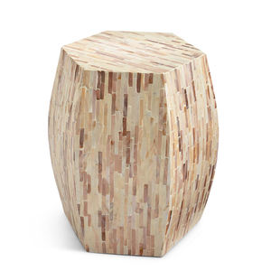 Tabourets en bois naturel avec mosaïque en nacre faite à la main, petite table d'appoint pour la décoration du salon et de la chambre - Product Image 1