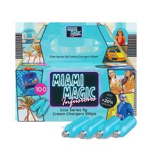 Fournisseur de stock prêt en vrac vendant un outil de dessert de décoration de gâteau de qualité supérieure 100 Pack Miami Magic 9g chargeur de crème fouettée - Product Image 1
