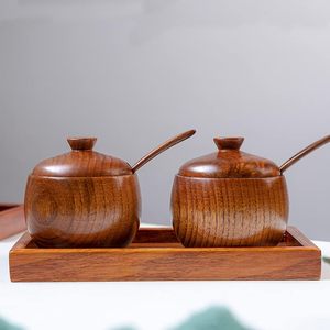 2 Pcs Acacia Wood Eco-Friendly Machine Crafted Stackable Moisture-Proof <b>Spice</b> <b>Jars</b> & Sugar Bowl Flip Top Lids for Pantry Storage - Product Image 1
