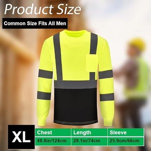 High Visibility Long Sleeve <b>Work</b> Shirt Men Reflective Safety Uniform Polyester Hi Vis Contrast Color Industrial Use - Product Image 2