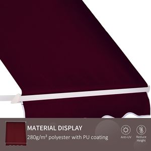 Toldo Retráctil Manual de 6 Pies con Diseño de Brazo Abatible, Extensible, de Aluminio, Color Rojo Vino, para Patios y Terrazas - Product Image 4