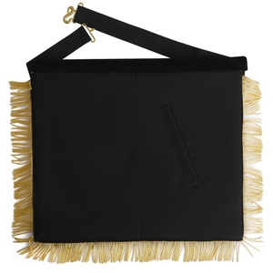 Tablier de Maître Ancien de la Loge Bleue, broderie à la main en or et argent, broderie bullion avec piliers, cuir blanc brodé à la main avec cordons - Product Image 3