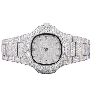 Reloj de Lujo Cuadrado de Cuarzo para Mujer, con Incrustaciones de Diamantes, Pantalla Analógica, Cierre Desplegable, 41 mm, en Acero Inoxidable - Product Image 1