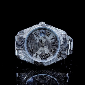 Reloj Mecánico con Incrustaciones de Moissanita, Esfera Redonda de Acero Inoxidable, Analógico, Regalo de Cumpleaños para Hombre - Product Image 2
