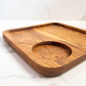 Restaurants African Large <b>Small</b> Acacia Wood Flat <b>Desk</b> Names Teak Sushi Food Dinner Plate Tray Wooden Plates for Food 10"x10" - Product Image 2