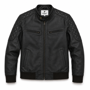 Blouson Bomber en Cuir Marron Vieilli Furat Leathers Respirant Coupe-Vent Col Montant Broderie Personnalisable Homme Hiver Fermeture Éclair - Product Image 1