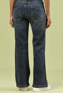 Women's <b>Boot</b> Cut Denim Jeans-Eco-Friendly Color Fade Proof Mid Waist Regular Fit Vintage Style Ripped Decorations Cute Sexy - Product Image 5