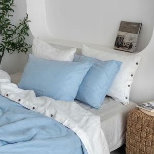 Juego de Ropa de Cama de Lino OEM ODM Premium de 4 Piezas: 2 Fundas de Almohada, Funda Nórdica, Sábana Ajustable, Tejido con Cierre de Botones - Product Image 6