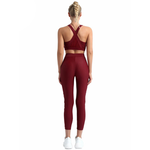 Luxury <b>Women's</b> 2-Piece Activewear Set Seamless Yoga Leggings with <b>Mesh</b> Solid Design Elastic Waist Front Logo - Product Image 3