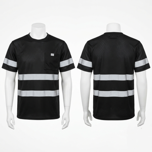 เสื้อยืดทำงานผู้ชาย 220 กรัม ผ้าฝ้าย/ใยไผ่ผสม สำหรับแผงสะท้อนแสง เสื้อยืดนิรภัย พิมพ์ลายดิจิตอลตามสั่ง ปักลาย ป้องกันรังสียูวี - Product Image 5