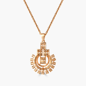 Rose Gold Diamond Pendant Necklace Geometric Baguette Cut Channel Setting Luxury Unisex <b>Box</b> <b>Chain</b> Everyday Wear - Product Image 3