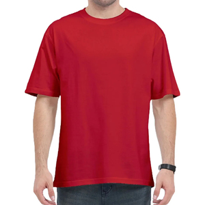 Custom <b>Men's</b> Red Distressed Washed Print 100% Cotton <b>T</b>-<b>shirt</b> High Quality Casual Streetwear with <b>Sequins</b> Solid Pattern BD Design - Product Image 1