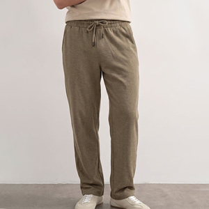 Pantalones Deportivos de Algodón Color Caqui al por Mayor, Cintura Elástica con Cordón, Pantalones Casuales de Punto, Transpirables para Verano, con Bolsillos Laterales - Product Image 1