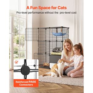 Grande Gabbia per Gatti a 3 Livelli, Recinto DIY Smontabile in Rete Metallica con Box per Lettiera - Product Image 3