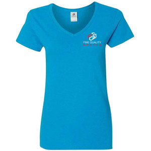 T-shirts décontractés pour femmes grandes tailles, col en V, en coton brodé, personnalisables, respirants, à prix de gros, marque privée - Product Image 1