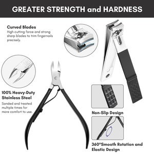 Ensemble de manucure professionnel, kit de manucure, ensemble de coupe-ongles, 13 en 1, en acier inoxydable, outils de pédicure, outil de toilettage pour hommes - Product Image 5