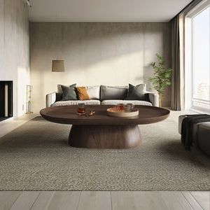 Modern Round Wooden Coffee <b>Table</b> Solid Wood Durable Smooth Surface Easy Clean Living Room Coffee <b>Table</b> - Product Image 1